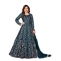 Indian tradition ready to wear heavy net embroidered gown type plus size salwar kameez suit for women (2522)