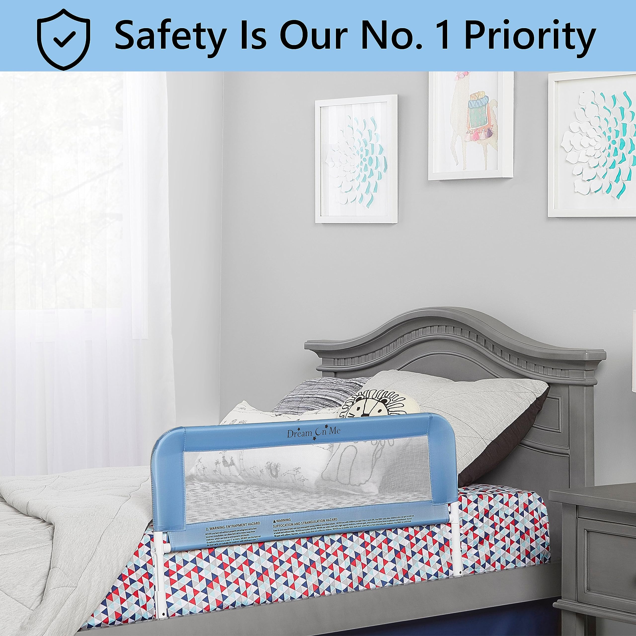 Dream On Me Lightweight Mesh Security Adjustable Bed Rail With Breathable Mesh Fabric In Blue