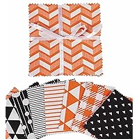 Soimoi Precut 10-inch Geometric Patterns Prints Cotton Fabric Bundle Quilting Squares Charm Pack DIY Patchwork Sewing Craft- Orange & Black