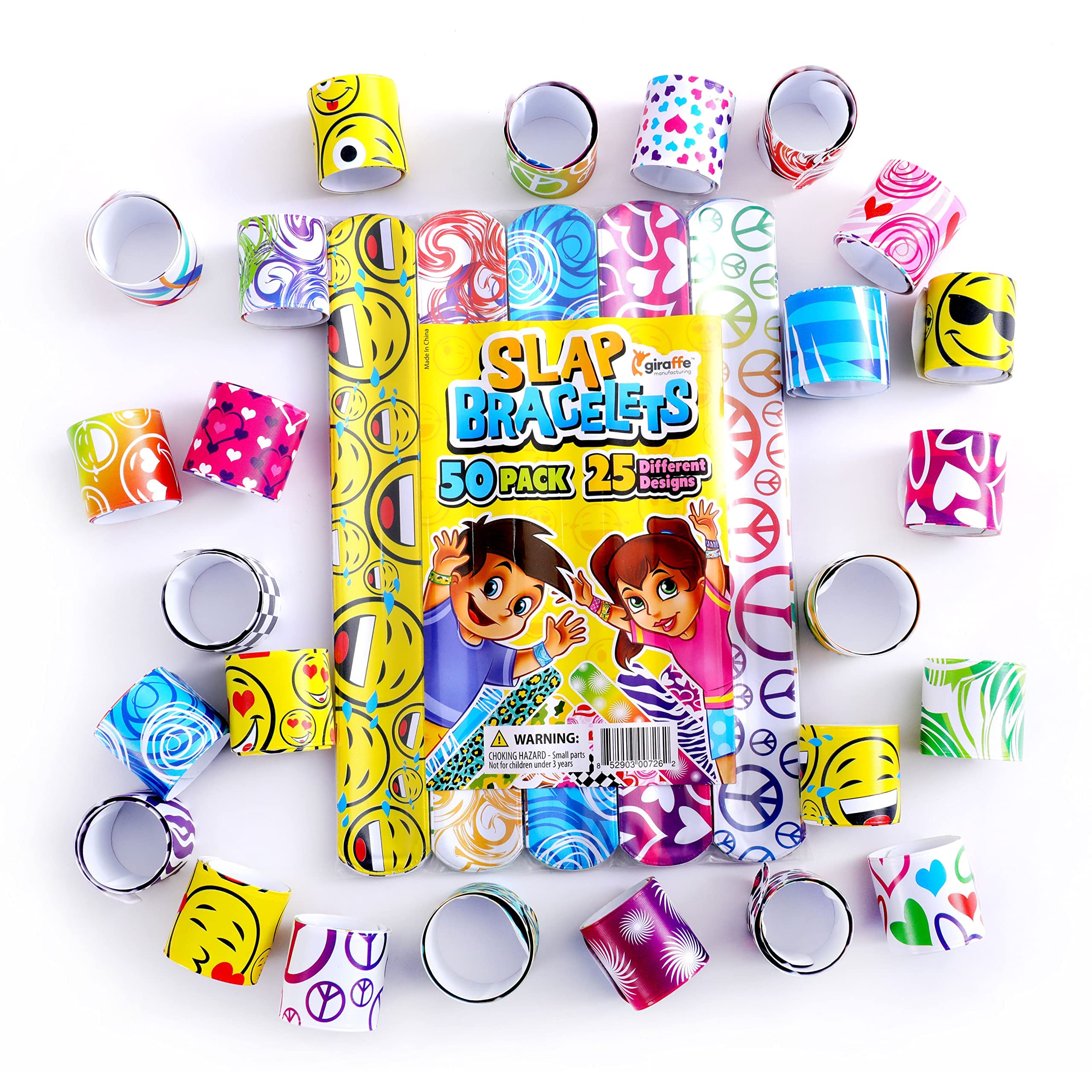 Giraffe Manufacturing Easter Basket Stuffers- Slap Bracelets For Kids Party Favors | Snap Bracelets Pack Bulk Toys for Kids Prizes | Wrist Bands Toddler Party Favors Bulk One Size Fits All