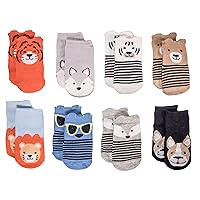 Little Me 8-Pack Baby Socks, Animal Charter Themed, 0-12 Months
