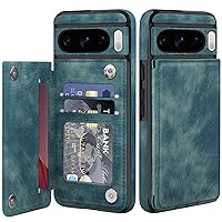 for Google Pixel 8 Pro Case Leather Wallet with Card Holder, Flip Cover Kickstand Magnetic Closure Shockproof Heavy Duty Protective Case for Google Pixel 8 Pro 6.7in-Green