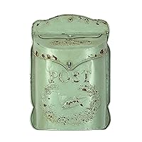 Creative Co-Op Aqua Embossed Tin Post Box with Distressed Finish