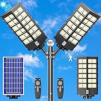Solar Street Light 4800W Solar Outdoor Lights 300000 Lumens Solar Parking Lot Lights Dusk to Dawn Waterproof IP66, Solar Powered Street Lights with Motion Sensor for Yard, Piazza (2Pack)