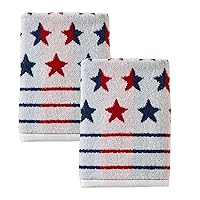 SKL Home Patriotic 4th of July Red White and Stars Hand Towel Set, 2 Count