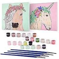 CRAFTBARN 2 Framed Paint by Numbers for Kids Ages 8-12 - Easy to Follow Paint by Number for Adults and Kids - Paint by Numbers for Adults - Unicorn Gift for Girls, Horse Crafts for Girls Ages 8-12