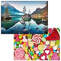 Puzzles for Adults 2000 Piece - Jigsaw Puzzles 2 Sets of 1000 Pieces - Kids Puzzles - Hard Puzzle for Adults - Natural & Multicolored Series (Autumn Lake, Lollipops)