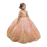 Champagne Lace Flower Girls Dress Little Girls Pageant Dress Birthday Party Dresses