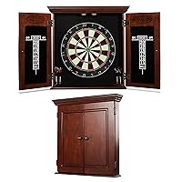 Barrington Dartboard Multiple Styles Pre-Assembled Wood Dartboard Cabinet Collection with 18” Bristle Dartboard & Steel Tip Dart Set, Perfect for Cricket Games