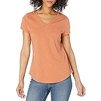 Amazon Essentials Women's Vintage Cotton Short Roll-Sleeve V-Neck T-Shirt (Previously Goodthreads)