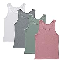 Hanes Girls Originals Tank Pack, Supersoft Tank Top For Girls, Modal Stretch Rib Tanks, 4-Pack