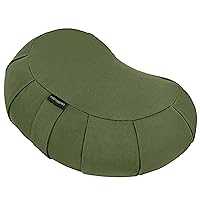 Retrospec Sedona Zafu Meditation Cushion Filled w/Buckwheat Hulls - Yoga Pillow for Meditation Practices - Machine Washable 100% Cotton Cover & Durable Carry Handle; Crescent, Basil