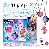 Just My Style You*niverse Crystal Growing Accessories by Horizon Group USA, Girl STEM Kit, Design 8 Crystal Growing Accessories, Make Your Own Crystal Pendants, Sparkling Hair Pins, Ring & More, Pink