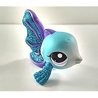 Fish #2129 (Sparkle, Blue, Glitter) - Littlest Pet Shop (Retired) Collector Toy - LPS Collectible Replacement Single Figure - Loose (OOP Out of Package & Print)