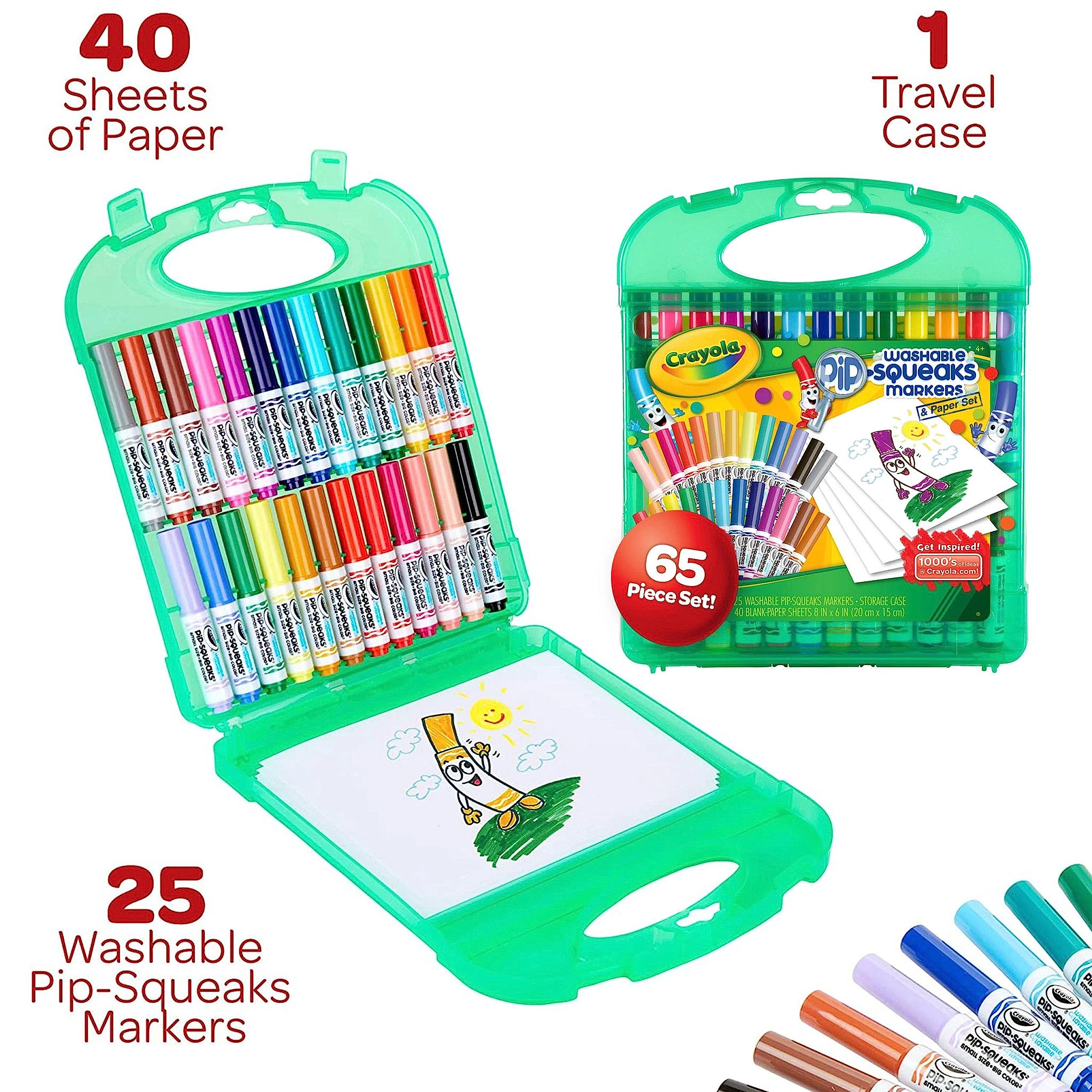 Crayola Pip Squeaks Marker Set (65ct), Washable Markers for Kids, Kids Art Supplies for Classrooms, Mini Markers for School, Ages 4+