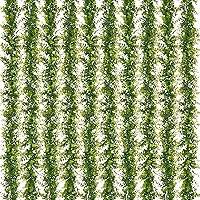 Dolicer 10 Packs Eucalyptus Garland, 60Ft Greenery Garland, Faux Eucalyptus Garland Plant, Fake Hanging Vines Eucalyptus Leaves for Table Wedding Backdrop Arch Festival Party Wall Home Decor, Green