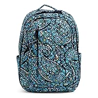 Vera Bradley Women's Cotton Large Travel Backpack Travel Bag, Dreamer Paisley - Recycled Cotton, One Size