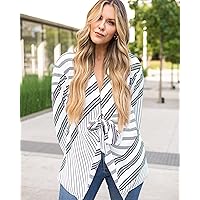 The Drop Women's Black/White Stripe Print Full Front Knotted Tunic by @kerrently