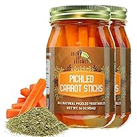 Green Jay Gourmet Spicy Pickled Carrot Sticks in a Jar - Fresh Hand Jarred Vegetables for Cooking & Pantry – Home Grown Pre-Prepared Pickled Carrot Sticks – Simple Natural Ingredients - 2 x 16 Ounce