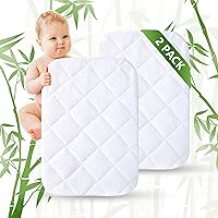 2 Pack Waterproof Crib Mattress Protector, Bamboo Viscose Soft Breathable Quilted Fitted Baby Mattress Cover, Noiseless, Breathable Deep Pocket Toddler Mattress Pad, 28'' x 52''