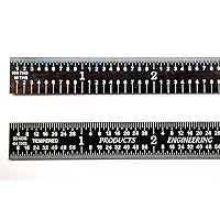 12 Inch 5R Flexible Black Chrome, High Contrast Machinist Ruler with Markings 1/10 Inch, 1/100 Inch, 1/32 Inch and 1/64 Inch (Оne Расk)