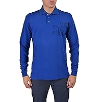 Just Cavalli Men's Blue Long Sleeve Polo Shirt US L IT 52