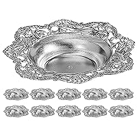 Small Silver Plastic Serving Dish - 10pk. Reusable Food Serving Bowl for Candy, Appetizers - Elegant Vintage Design with Flat Rim for Kitchen, Party, Centerpiece Display