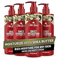 Old Spice Daily Hydration Hand & Body Lotion for Men with Shea Butter, 24/7 All Day Hydration, 16 fl oz (Pack of 4)