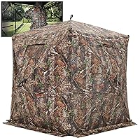 Hunting Blind See Through with Silent Magnetic Door&Sliding Windows,2-3 Person Pop Up Ground Blinds 270 Degree Field of View with Carrying Bag,Portable Hunting Tent for Deer&Turkey Hunting