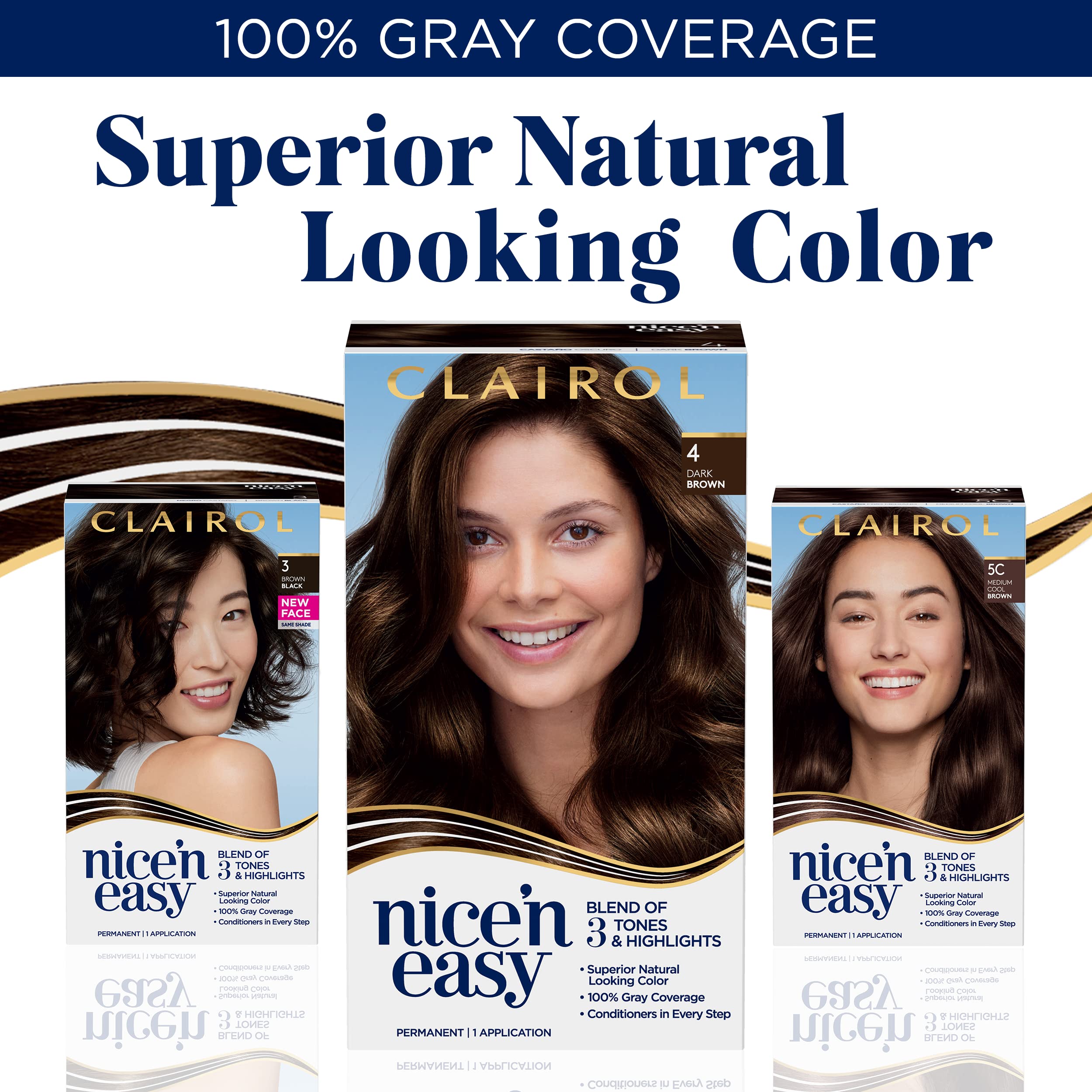 Clairol Nice'n Easy Permanent Hair Dye, 6.5G Lightest Golden Brown Hair Color, (Pack of 3)
