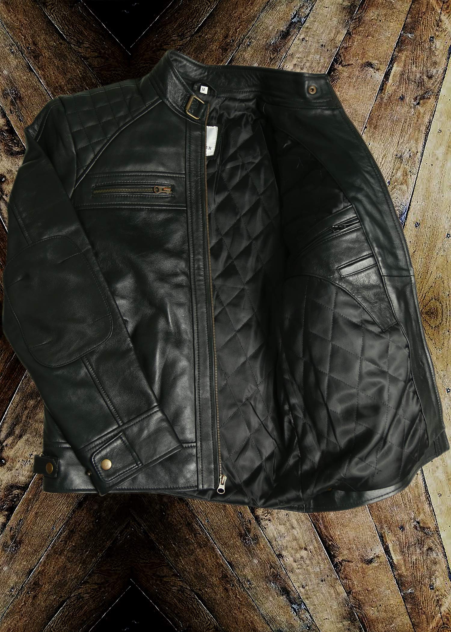 Mens Genuine Leather Biker Jacket Black | Vintage Brown Distressed Lambskin Motorcycle Jackets for Men