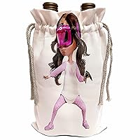 3dRose Boehm Graphics Cartoon - Virtual Girl using interactive goggles - Wine Bags (wbg_357663_1)