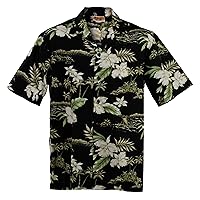 Orchid Hawaiian Aloha Shirt; Made in Hawaii [Black 2XL]