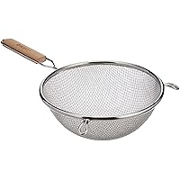 Winco MS3A-8D Strainer with Double Fine Mesh, 8-Inch Diameter, Medium, Stainless Steel, Tan