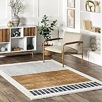 nuLOOM Keeva Modern Striped Fringe Area Rug - 3x5 Accent Rug Modern/Contemporary Beige/Ivory Rugs for Living Room Bedroom Dining Room Entryway Kitchen
