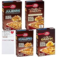 Potato Side Dish Variety Pack Bundle of 4 Flavors Betty Crocker Au Gratin Scalloped Julienne Cheesy Scalloped (4 Pack) accompanied by a Snack Fun Shopping Pad