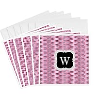 Pink and grey chevron monogram initial W - Greeting Cards, 6 x 6 inches, set of 6 (gc_222059_1)