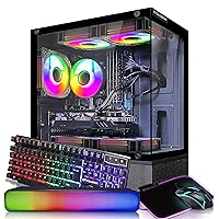 STGAubron Gaming Desktop PC,Intel Core i7 3.4G up to 3.9G,32G RAM,1T SSD,Radeon RX 580 16G GDDR5,600M WiFi,BT 5.0,RGB Fan x 5,RGB Keyboard&Mouse,RGB Mouse Pad,RGB BT Sound Bar,W10H64