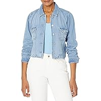 PAIGE Women's Pacey Jacket Boxy Fit Utility Pockets Subtle Puff Sleeve in Hyland