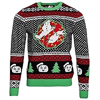 Ghostbusters Logo Marhsmellow Man and Trees Light Up Ugly Christmas Sweater