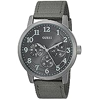 GUESS Men's Quartz Stainless Steel and Nylon Casual Watch, Color:Green (Model: U0975G4)