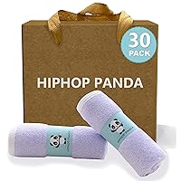 HIPHOP PANDA Baby Washcloths, Rayon Made from Bamboo - 2 Layer Ultra Soft Absorbent Newborn Bath Face Towel - Reusable Baby Wipes for Delicate Skin - Purple, 30 Pack
