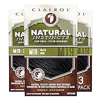 Clairol Natural Instincts Semi-Permanent Hair Dye for Men, M19 Black Hair Color, Pack of 3