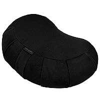 Retrospec Sedona Zafu Meditation Cushion Filled w/Buckwheat Hulls - Yoga Pillow for Meditation Practices - Machine Washable 100% Cotton Cover & Durable Carry Handle, Crescent, Black