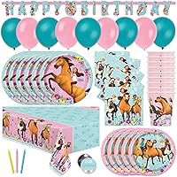 Spirit Riding Free Party Supplies and Decorations with Balloons for Spirit Birthday Party, Serves 16 Guests, Perfect for Girls and Boys, Easy Setup and Takedown with Banner, Table Cover, Plates,