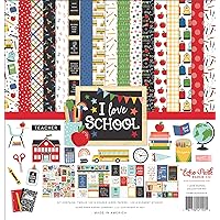 Echo Park Paper Company I Love School Collection Kit Paper, 12-x-12-Inch