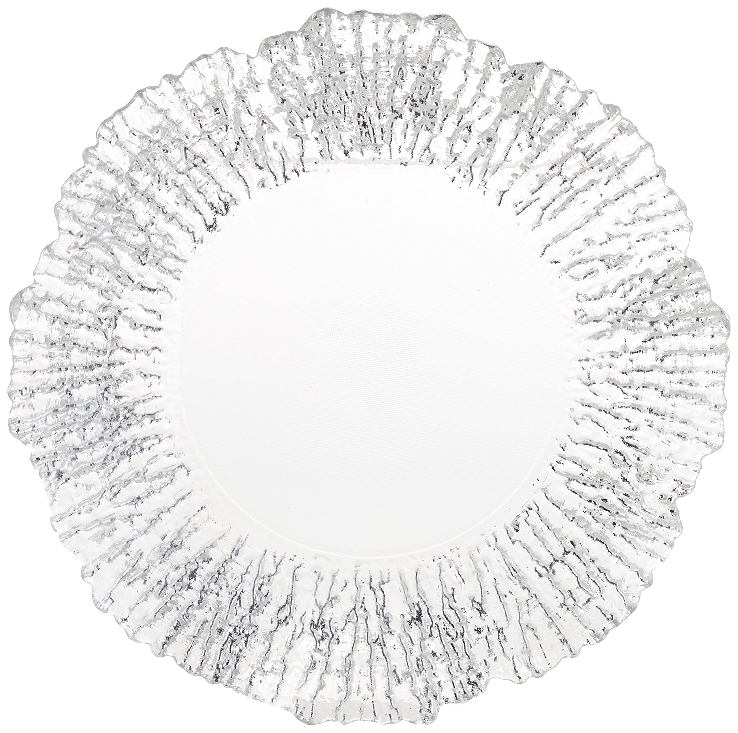 ChargeIt by Jay Flower Charger Large 13” Decorative Glass Service Plate for Home Or Professional Fine Dining-For Upscale Catering Events, Dinner Parties, Or Weddings, Silver