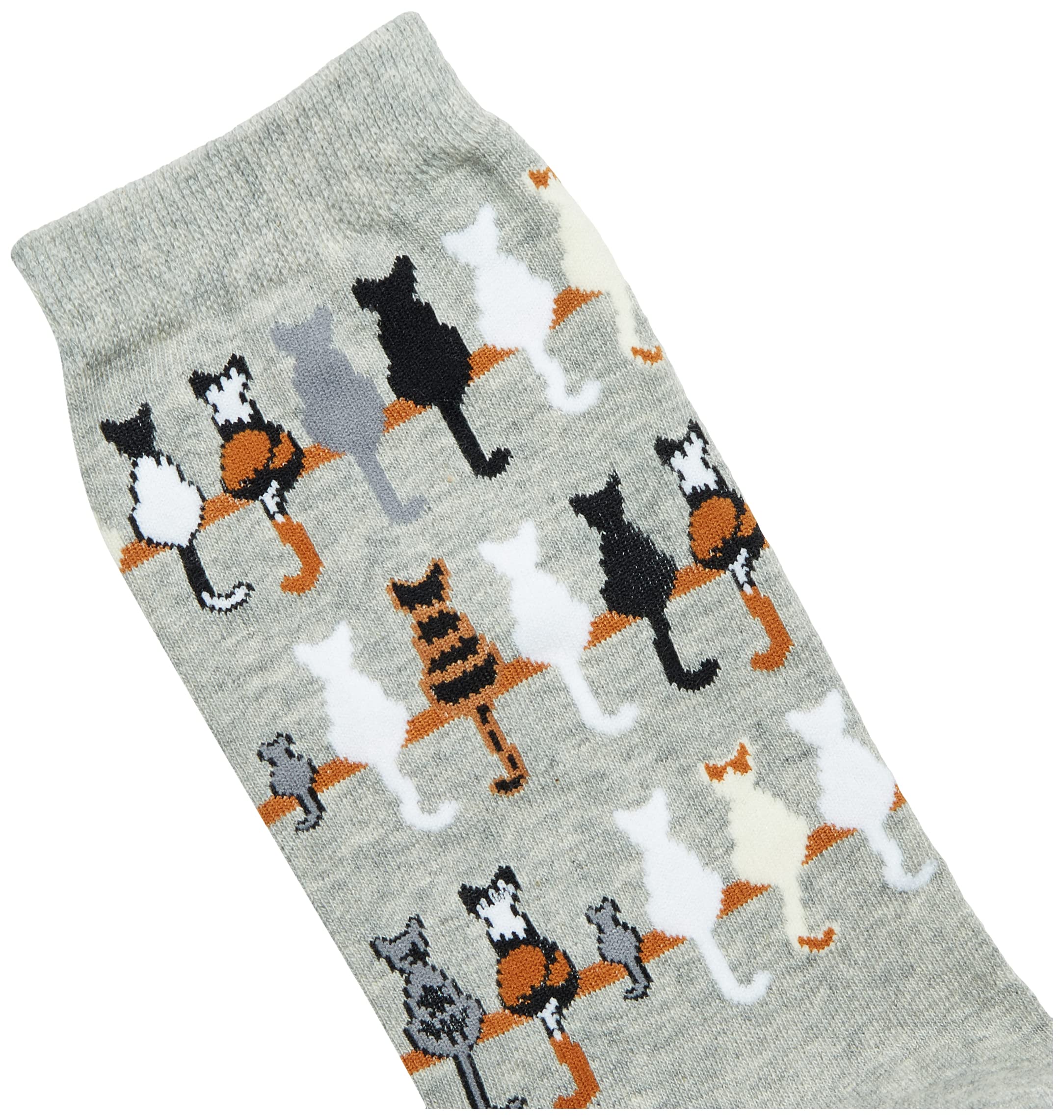 K. Bell Women's Lover's Fun & Cute Novelty Crew Socks, Cat Tails (Grey), Shoe Size: 4-10