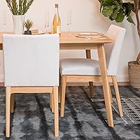 Christopher Knight Home Kwame Fabric / Oak Finish Dining Chairs, 2-Pcs Set, Light Beige
