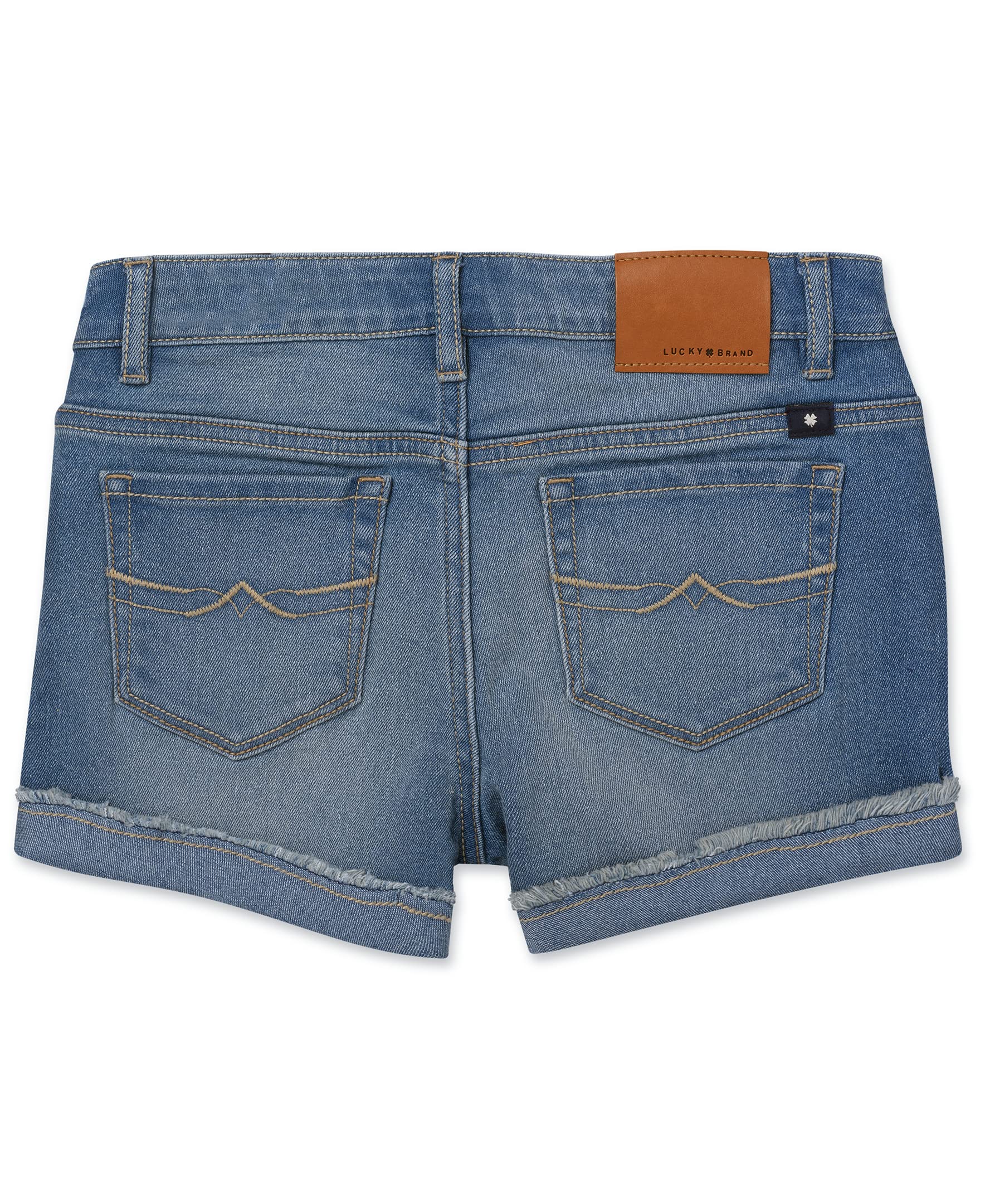 Lucky Brand Girls' 5-Pocket Cuffed Stretch Denim Shorts
